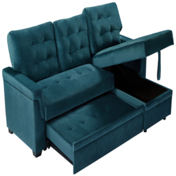 Furniture One 3 Seater Green Corner Storage Sofa Bed - Wilko - thumbnail 5