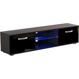 Vida Designs Cosmo 2 Door 2 Shelf Black Large TV Unit with LED - Size: 40 x 160 x 38cm - Wilko - thumbnail 3