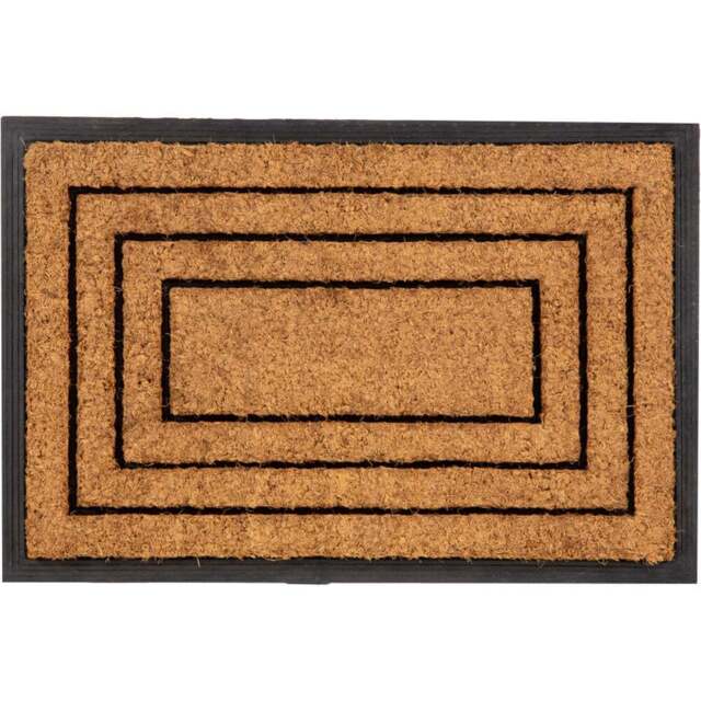Eselle Chadderton Border Natural Coir Door Mat 40 x 60cm - Size: 40 x 60 x 2cm - Brown - Wilko - image 1