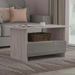 Crowndale Milan Single Drawer Single Shelf Grey Gloss and Grey Oak Coffee Table Ready Assembled - Size: 50 x 93 x 53cm - Grey Gloss & Grey Oak - Wilko