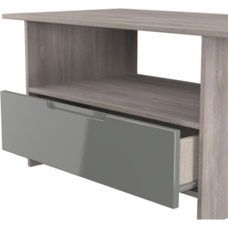 Crowndale Milan Single Drawer Single Shelf Grey Gloss and Grey Oak Coffee Table Ready Assembled - Size: 50 x 93 x 53cm - Grey Gloss & Grey Oak - Wilko - thumbnail 6