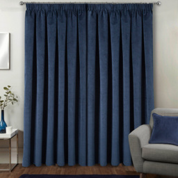 Enhanced Living Oxford Navy Thermal Blackout Pencil Pleat Velvet Single Door Curtain 168 x 214cm - Blue - Wilko - thumbnail 5
