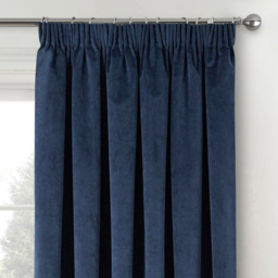 Enhanced Living Oxford Navy Thermal Blackout Pencil Pleat Velvet Single Door Curtain 168 x 214cm - Blue - Wilko - thumbnail 3