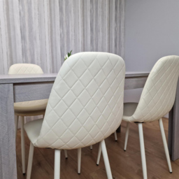 Kosy Koala 4 Seater Faux Leather Gem Pattern Rectangular Dining Set Grey and Cream - Multi - Portland - Wilko - thumbnail 5