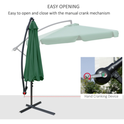 Outsunny Green Cantilever Parasol with Cross Base 2.7m - Size: 3m - Wilko - thumbnail 5