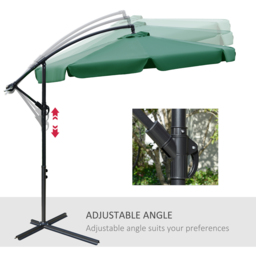 Outsunny Green Cantilever Parasol with Cross Base 2.7m - Size: 3m - Wilko - thumbnail 6