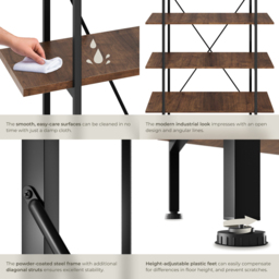 tectake Glasgow 5 Shelf Slim Ladder Shelving Unit - Brown - Wilko - thumbnail 6