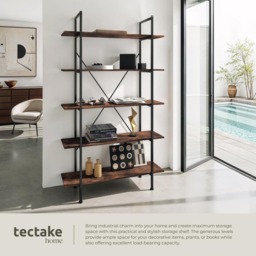 tectake Glasgow 5 Shelf Slim Ladder Shelving Unit - Brown - Wilko - thumbnail 4
