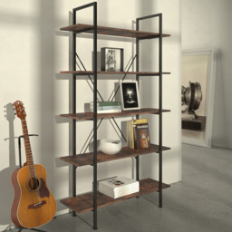 tectake Glasgow 5 Shelf Slim Ladder Shelving Unit - Brown - Wilko - thumbnail 1