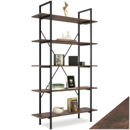 tectake Glasgow 5 Shelf Slim Ladder Shelving Unit - Brown - Wilko - thumbnail 3