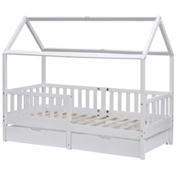 Portland Wood House 2 Drawer White Style B Kids Bed Frame - Size: Single - Wilko - thumbnail 3