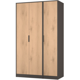 Crowndale Hong Kong 3 Door Slatt Effect and Graphite Tall Wardrobe Ready Assembled - Slatt Effect & Graphite - Wilko - thumbnail 5
