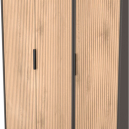 Crowndale Hong Kong 3 Door Slatt Effect and Graphite Tall Wardrobe Ready Assembled - Slatt Effect & Graphite - Wilko - thumbnail 6