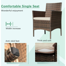 Roger 4 Seater Brown Rattan Outdoor Sofa Set with Table and Seat Cushions - MCC - Wilko - thumbnail 6