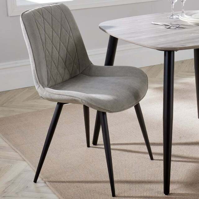 Core Products Aspen Set of 2 Light Grey and Black Diamond Stitch Dining Chair - Wilko - image 1