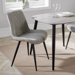 Core Products Aspen Set of 2 Light Grey and Black Diamond Stitch Dining Chair - Wilko - thumbnail 6