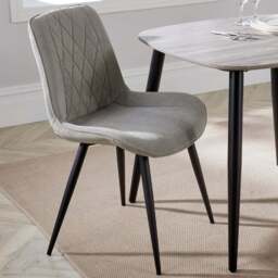 Core Products Aspen Set of 2 Light Grey and Black Diamond Stitch Dining Chair - Wilko - thumbnail 1