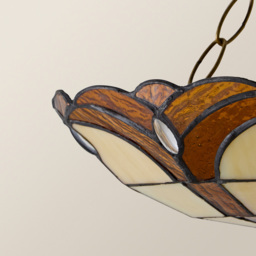 ValueLights Tiffany Style Amber Jewelled Glass Uplighter Pendant Light Shade - Size: 14 x 30 x 30cm - Gold - Wilko - thumbnail 5