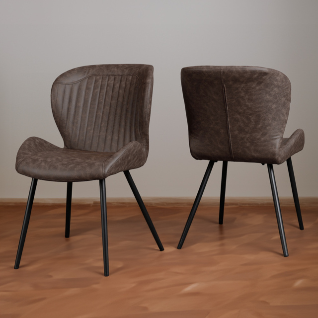 Seconique Quebec Set of 4 Brown PU Upholstered Dining Chair - Wilko - image 1