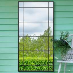 MirrorOutlet The Tabula Black Metal Window Outdoor Garden Wall Mirror 160 x 80cm - Size: 160 x 80 x 3cm - Wilko - thumbnail 3