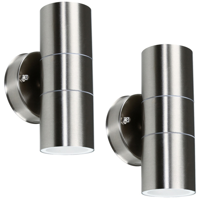 ValueLights Gainsford Set of 2 Silver Warm White Bulb Wall Up-Down Lights - Size: 16.5 x 8.5 x 8.7cm - Wilko - image 1