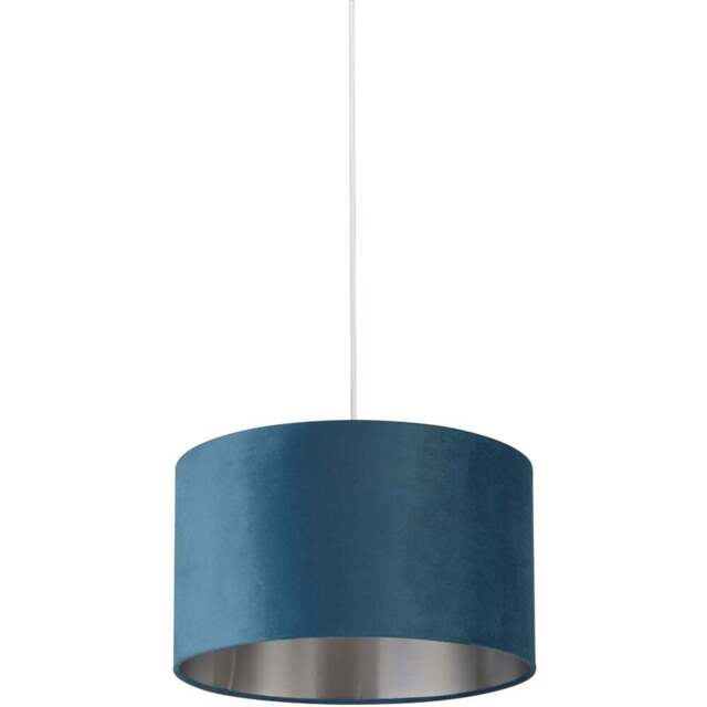Lighting Collection Teal Silver Inner Velvet Drum Shade 35cm - Size: 22 x 35 x 35cm - Blue - Wilko - image 1