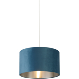 Lighting Collection Teal Silver Inner Velvet Drum Shade 35cm - Size: 22 x 35 x 35cm - Blue - Wilko - thumbnail 4