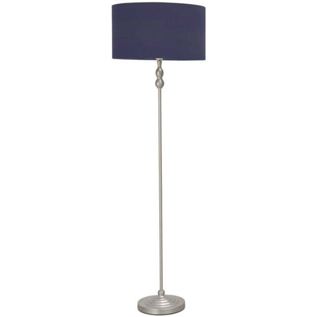 ValueLights Maggie Navy Blue Shade Brushed Chrome Candlestick LED Floor Lamp - Silver - Wilko - image 1
