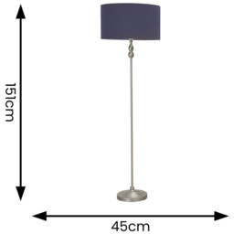 ValueLights Maggie Navy Blue Shade Brushed Chrome Candlestick LED Floor Lamp - Silver - Wilko - thumbnail 5