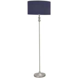 ValueLights Maggie Navy Blue Shade Brushed Chrome Candlestick LED Floor Lamp - Silver - Wilko