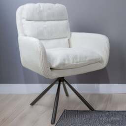 Cassidy Set of 2 Corduroy White Swivel Chair - Shankar - Wilko - thumbnail 1