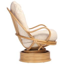 Desser Furniture Centurion Natural Rattan and Cotton Cream Rocking Swivel Chair - Size: Single - Brown - Wilko - thumbnail 5
