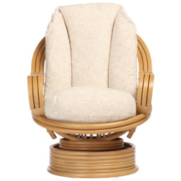 Desser Furniture Centurion Natural Rattan and Cotton Cream Rocking Swivel Chair - Size: Single - Brown - Wilko - thumbnail 4