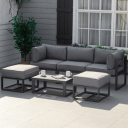 Outsunny 5 Seater Grey Sectional Sofa Set - Wilko