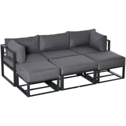 Outsunny 5 Seater Grey Sectional Sofa Set - Wilko - thumbnail 3