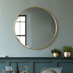 MirrorOutlet Rowan Gold Bevelled Round Wall Mirror 100 x 100cm - Wilko - thumbnail 3