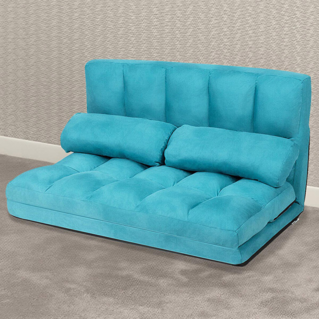 Costway Navy 2 in 1 Folding Floor Sofa Bed with 2 Pillows - Size: 2 Seater - Blue - Wilko - image 1