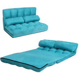 Costway Navy 2 in 1 Folding Floor Sofa Bed with 2 Pillows - Size: 2 Seater - Blue - Wilko - thumbnail 4