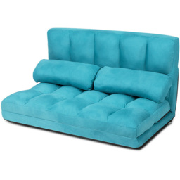 Costway Navy 2 in 1 Folding Floor Sofa Bed with 2 Pillows - Size: 2 Seater - Blue - Wilko - thumbnail 3