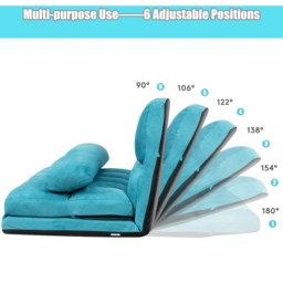 Costway Navy 2 in 1 Folding Floor Sofa Bed with 2 Pillows - Size: 2 Seater - Blue - Wilko - thumbnail 7
