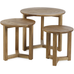 Julian Bowen Nidri Oak Nest of Table Set of 3 - Size: 42 x 50 x 50cm - Brown - Wilko - thumbnail 3