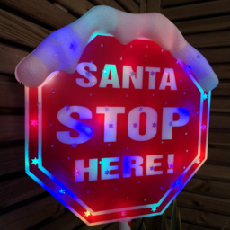 Samuel Alexander Premier Light Up Santa Stop Here Christmas Sign 110cm - Size: 11 x 30 x 30cm - Red - Wilko - thumbnail 5
