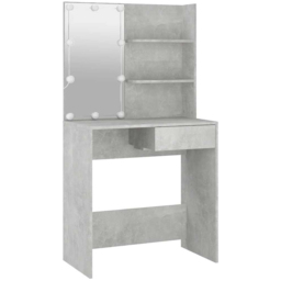 vidaXL Concrete Grey LED Mirror Dressing Table and Stool Set - Size: 141 x 74.5 x 40cm - Wilko - thumbnail 4