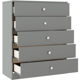Seconique Denver 5 Drawer Grey Gloss Storage Chest - Wilko - thumbnail 5