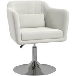 HOMCOM Cream White Linen Fabric Swivel Accent Chair - Size: Single - Wilko - thumbnail 3