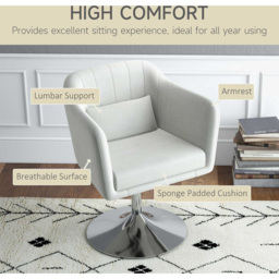 HOMCOM Cream White Linen Fabric Swivel Accent Chair - Size: Single - Wilko - thumbnail 7