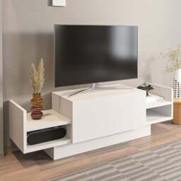 Decorotika Spring White TV Unit with Wall Shelf - Size: 36 x 120 x 31.5cm - Wilko - thumbnail 6