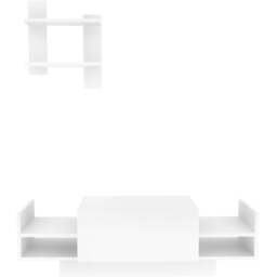 Decorotika Spring White TV Unit with Wall Shelf - Size: 36 x 120 x 31.5cm - Wilko - thumbnail 3