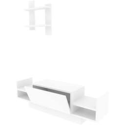 Decorotika Spring White TV Unit with Wall Shelf - Size: 36 x 120 x 31.5cm - Wilko - thumbnail 4