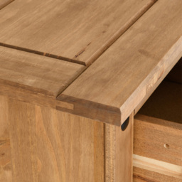 Seconique Corona 5 Drawer Distressed Waxed Pine Narrow Chest of Drawers - Brown - Wilko - thumbnail 7
